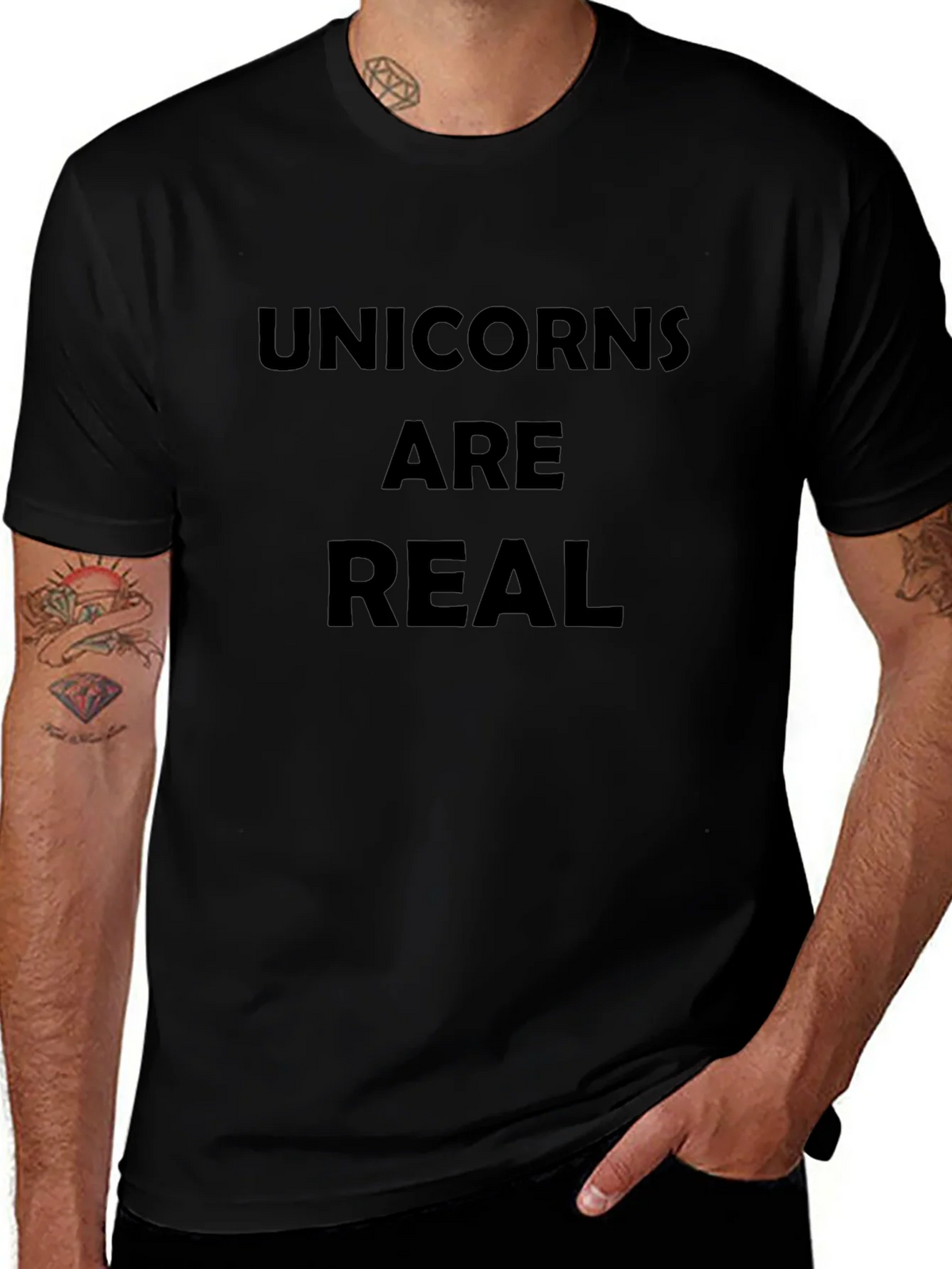 Unicorns are Real Graphic Tee - Black Cotton T-Shirt product image 1