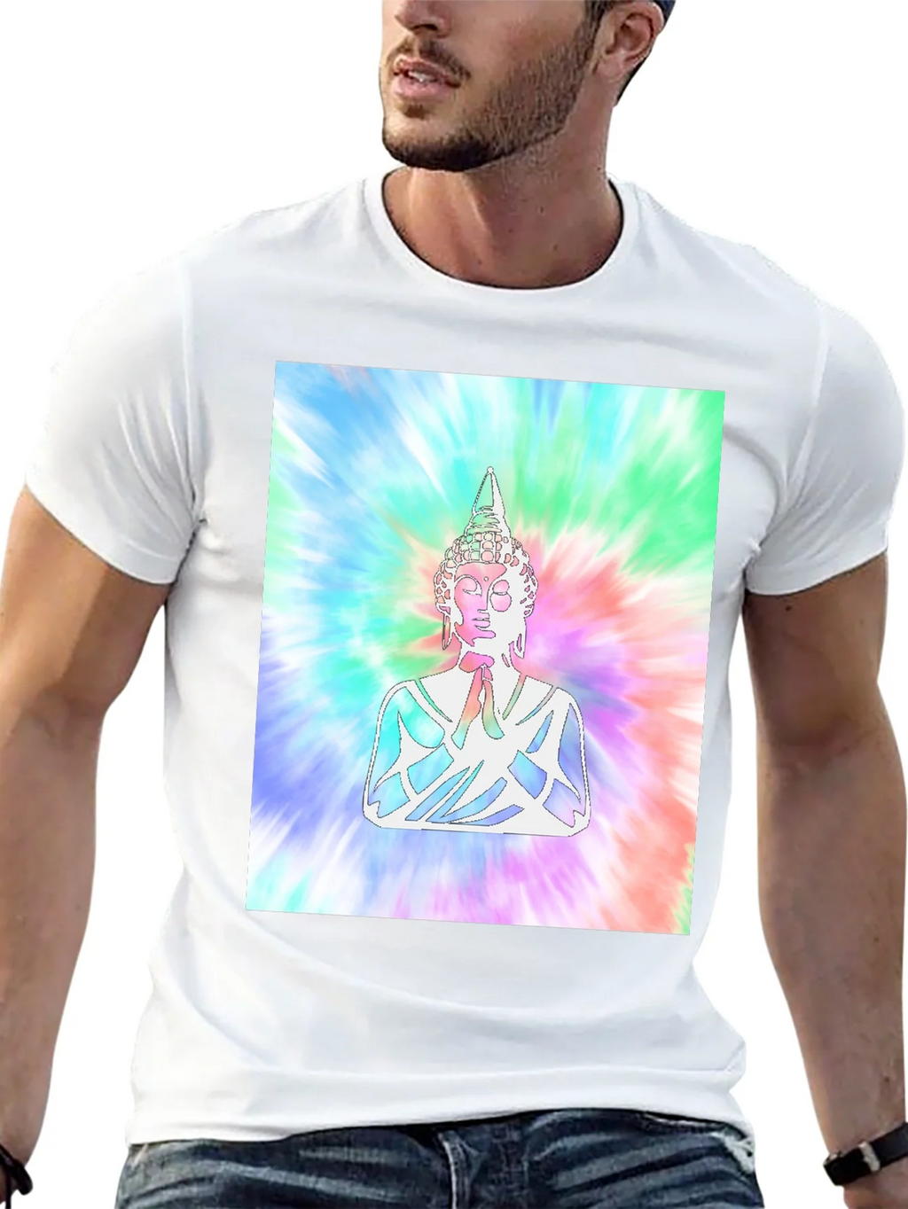 Tie-Dye Buddha Graphic Print T-Shirt product image 12
