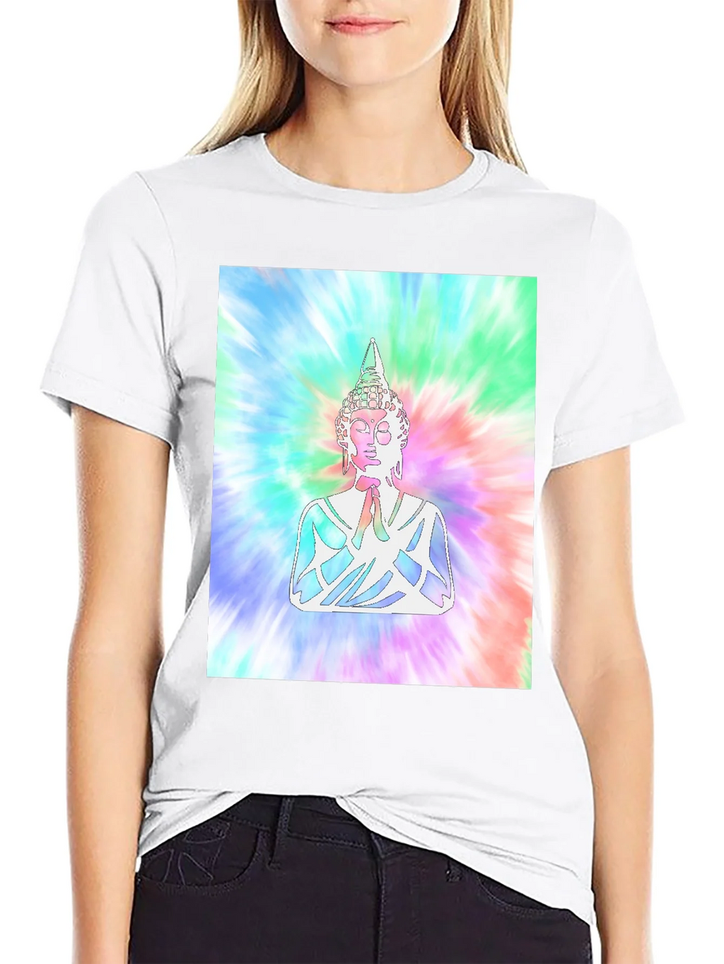 Tie-Dye Buddha Graphic Print T-Shirt product image 8