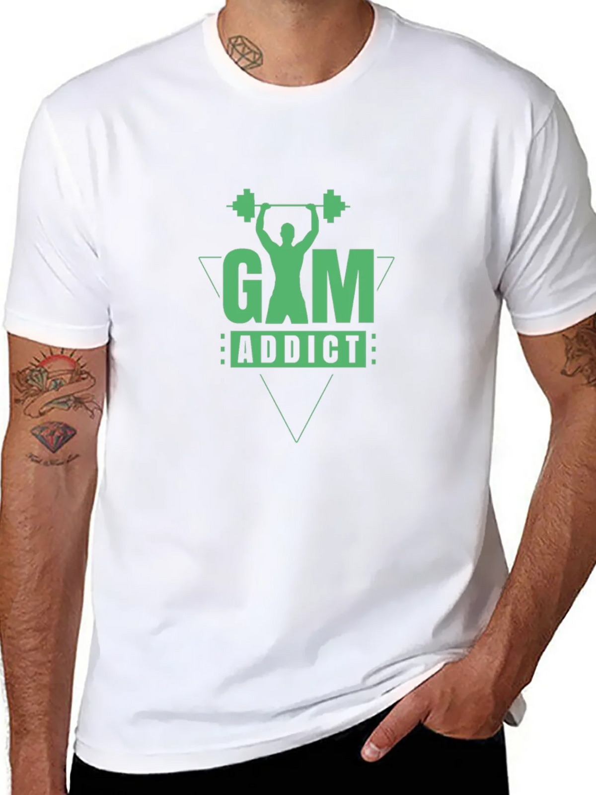Gym Addict Graphic Tee - Black Cotton Fitness Shirt product image 7