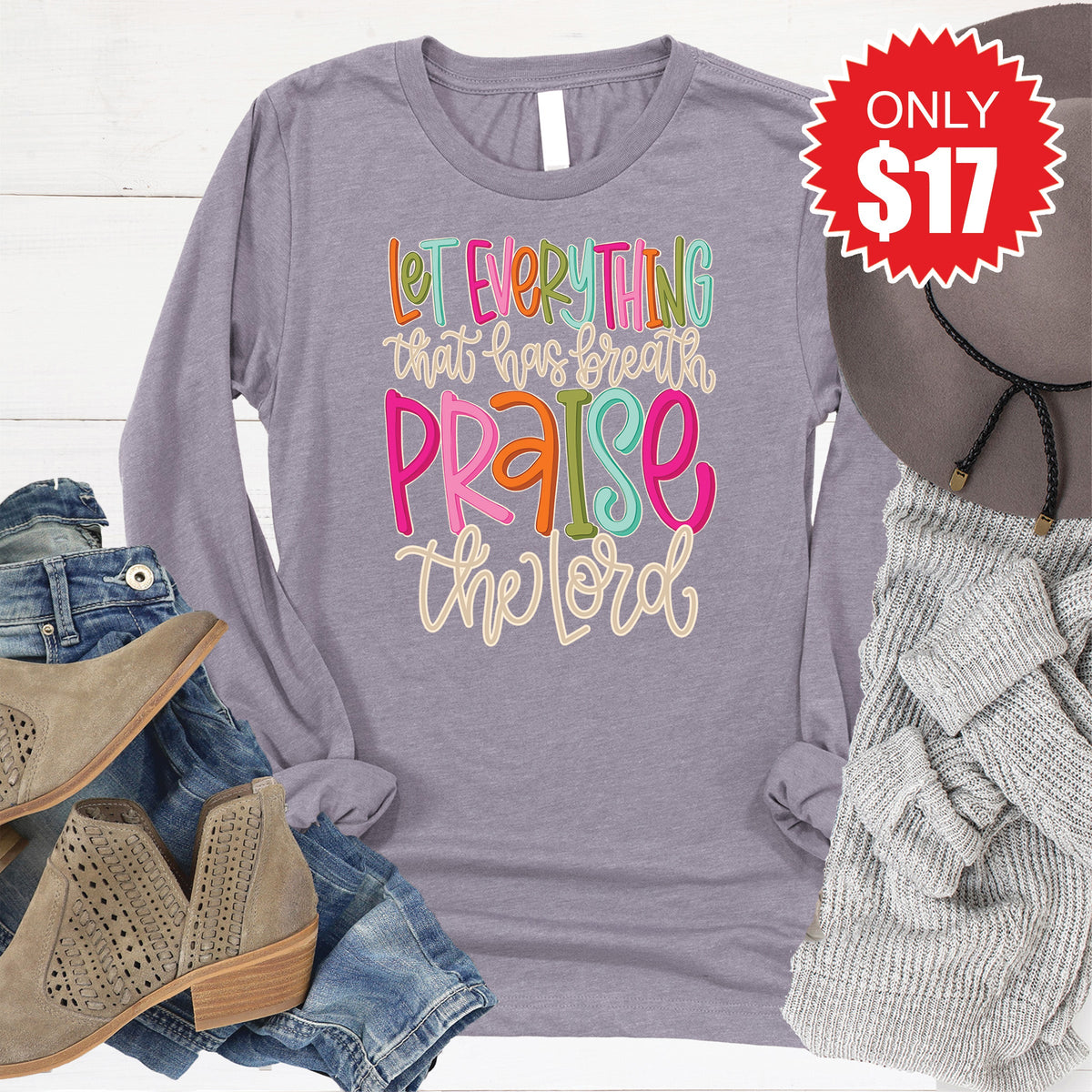Praise The Lord Long Sleeve - Heather Storm - 17 product image 1