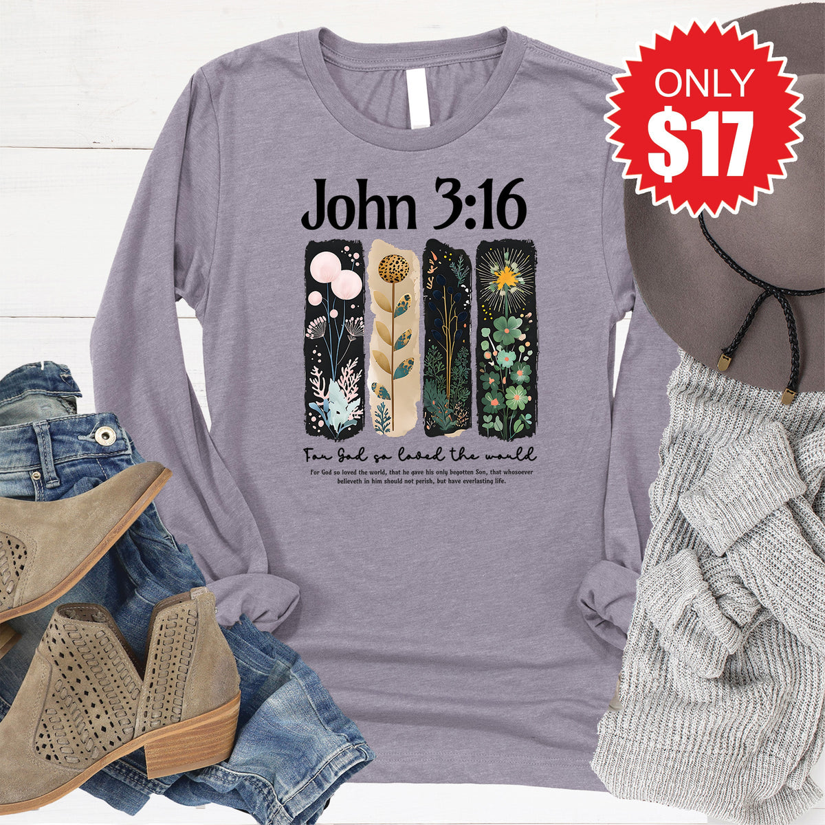 John 3:16 Long Sleeve - Heather Storm - 17 product image 1