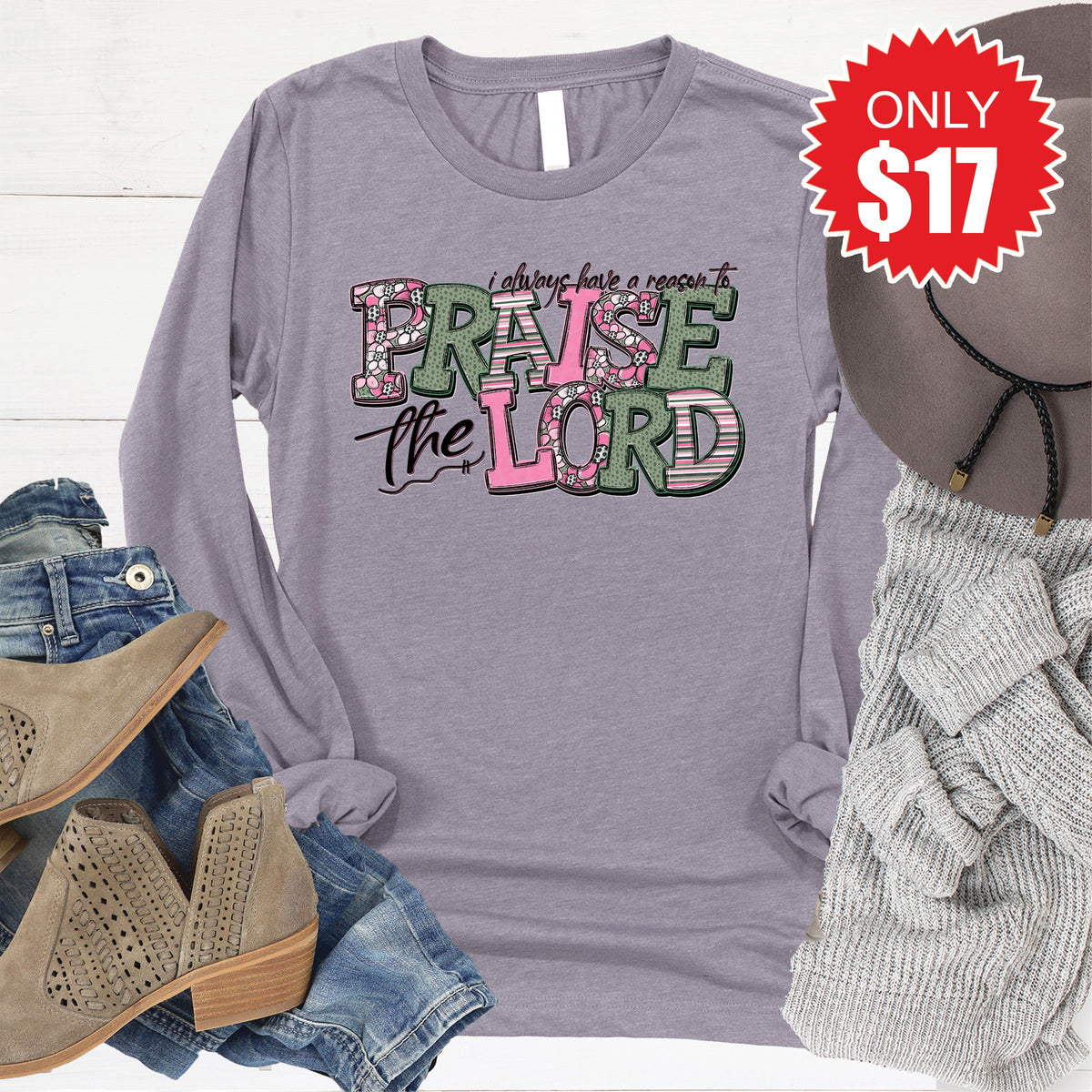 Praise The Lord Long Sleeve - Heather Storm - 17 product image 1