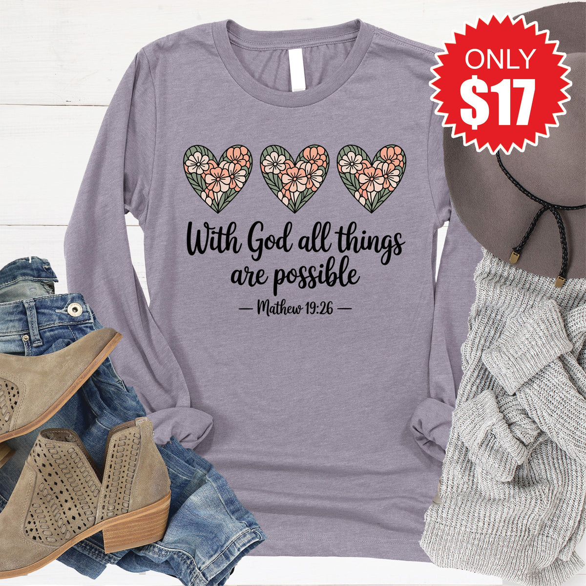 All Things Are Possible Long Sleeve - Heather Storm - 17 product image 1