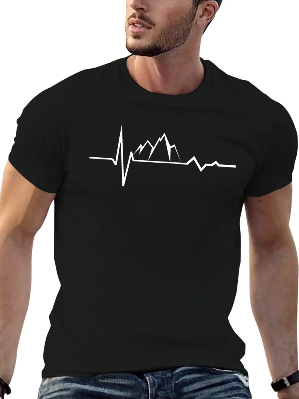Mountain Heartbeat T-Shirt - Black Cotton Tee product image 6