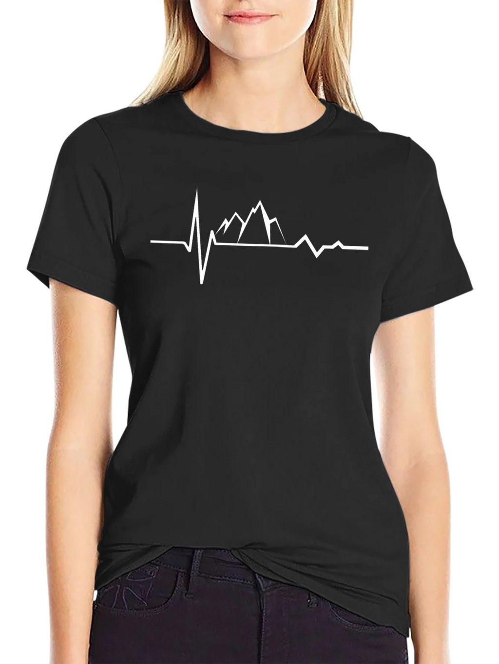 Mountain Heartbeat T-Shirt - Black Cotton Tee product image 2