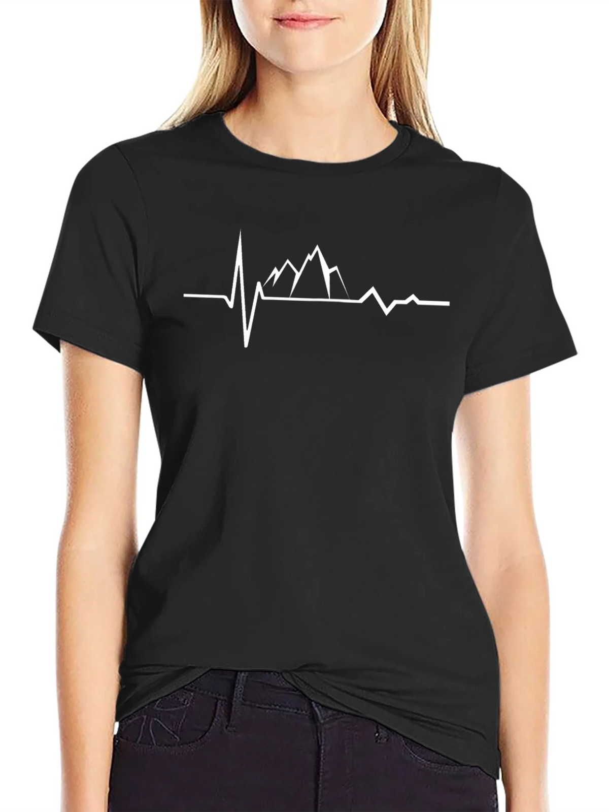 Mountain Heartbeat T-Shirt - Black Cotton Tee product image 2