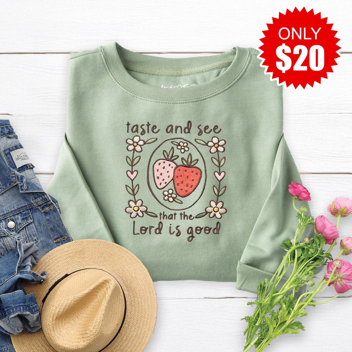 Taste and See Embroidered Crewneck Sweatshirt - 20 product image 1