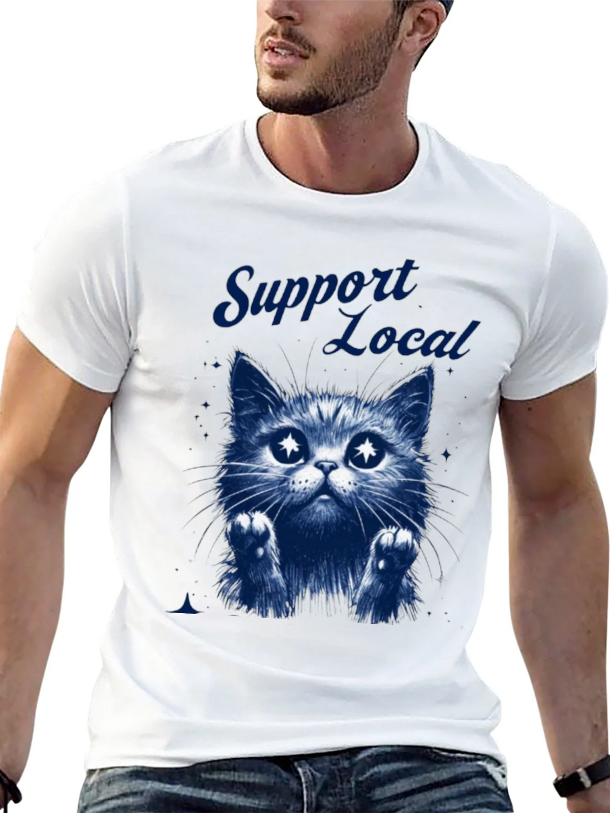 Support Local Cat Graphic T-Shirt - Black product image 12