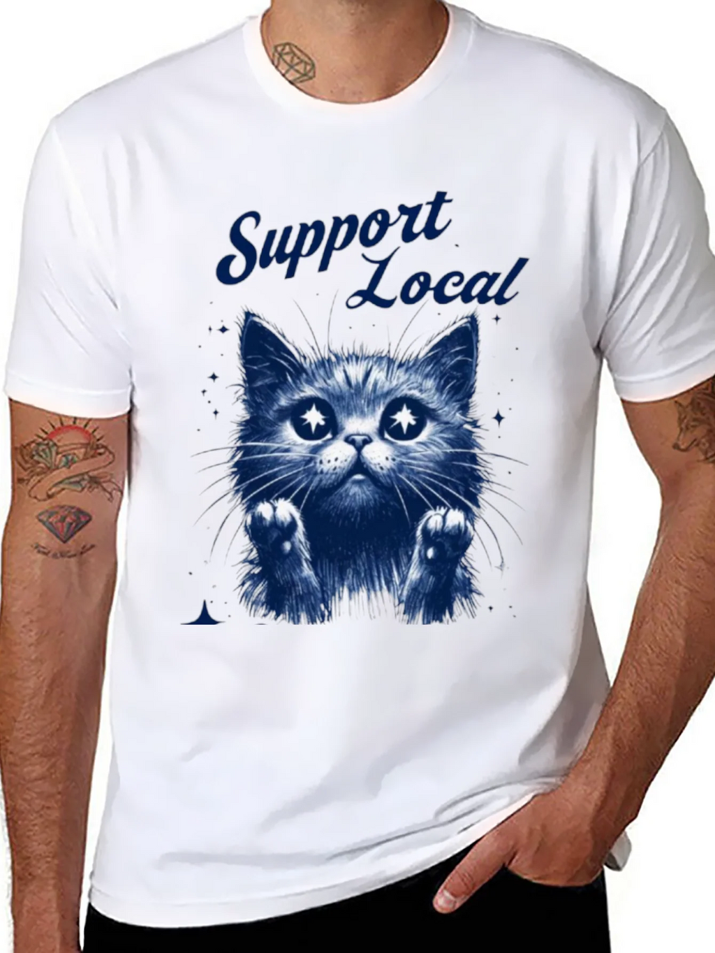 Support Local Cat Graphic T-Shirt - Black product image 7