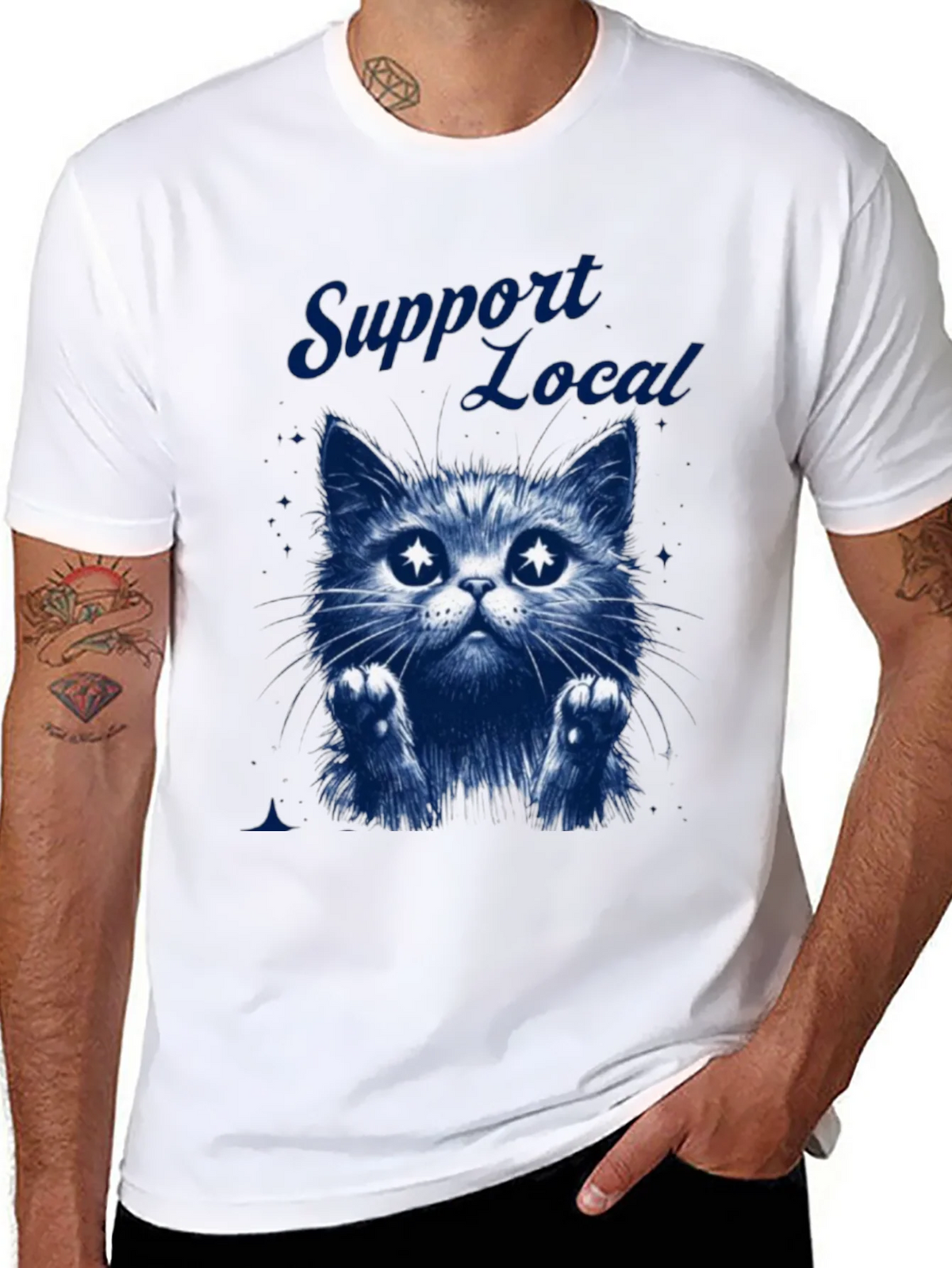 Support Local Cat Graphic T-Shirt - Black product image 7