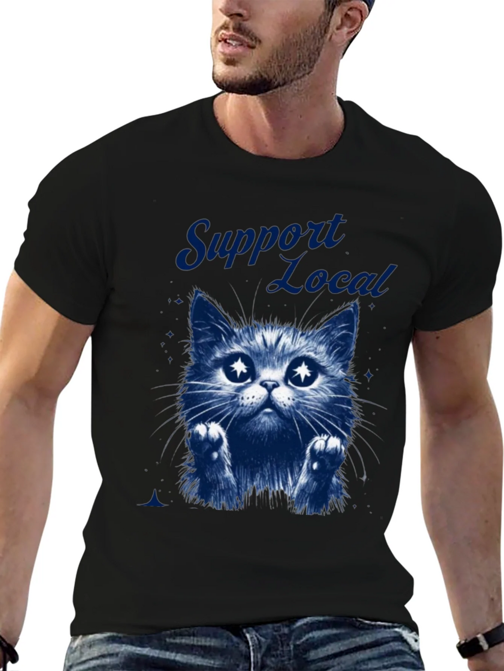 Support Local Cat Graphic T-Shirt - Black product image 6
