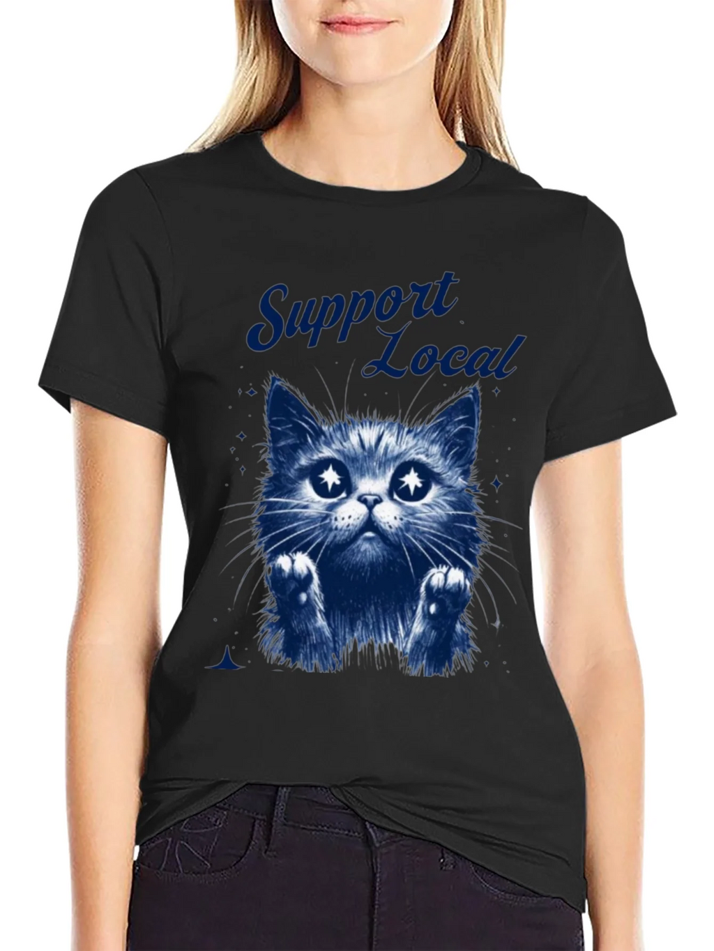 Support Local Cat Graphic T-Shirt - Black product image 2