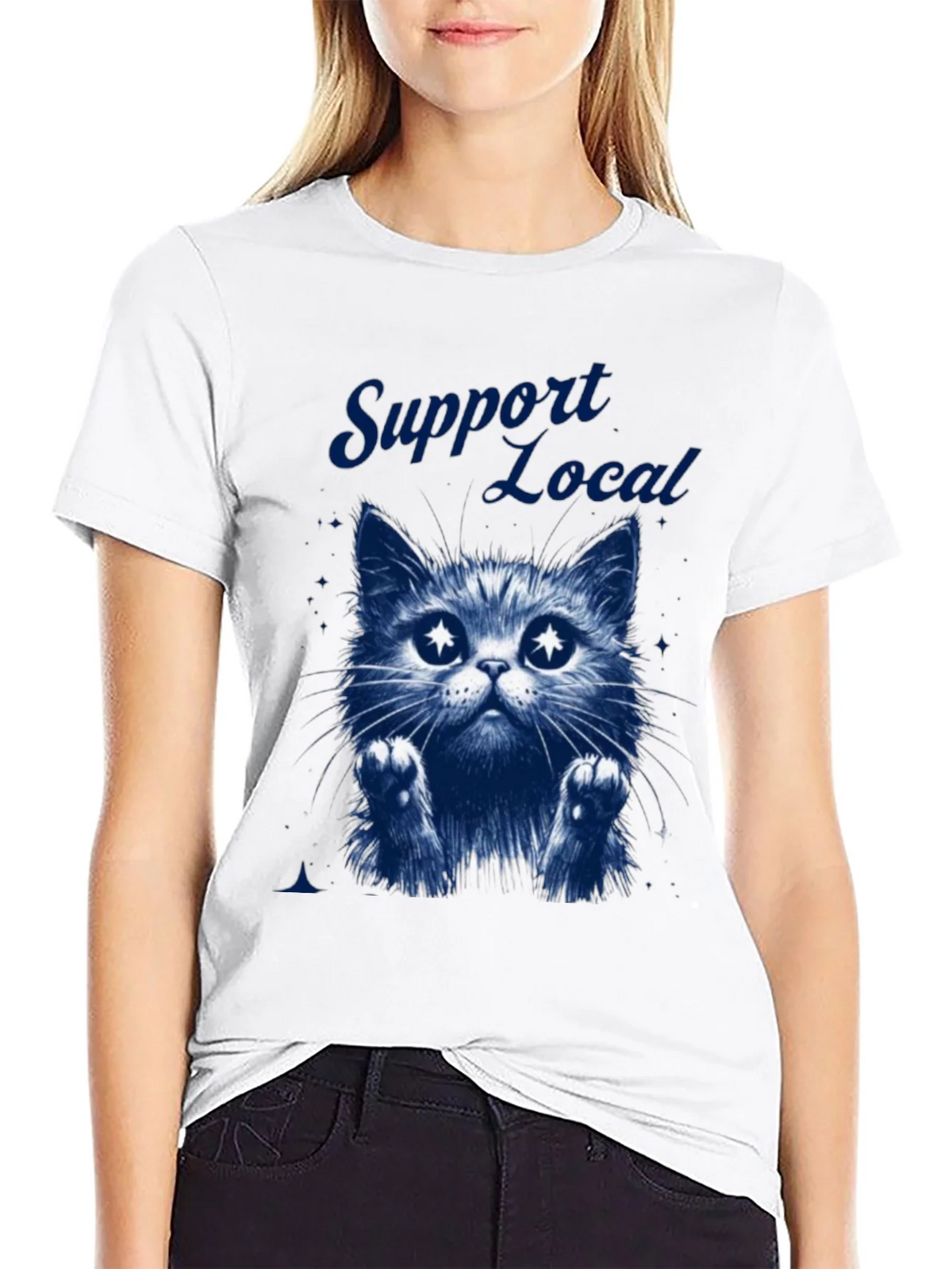 Support Local Cat Graphic T-Shirt - Black product image 8
