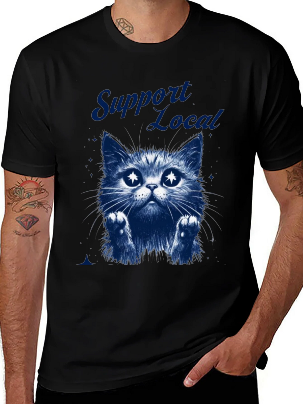 Support Local Cat Graphic T-Shirt - Black product image 1