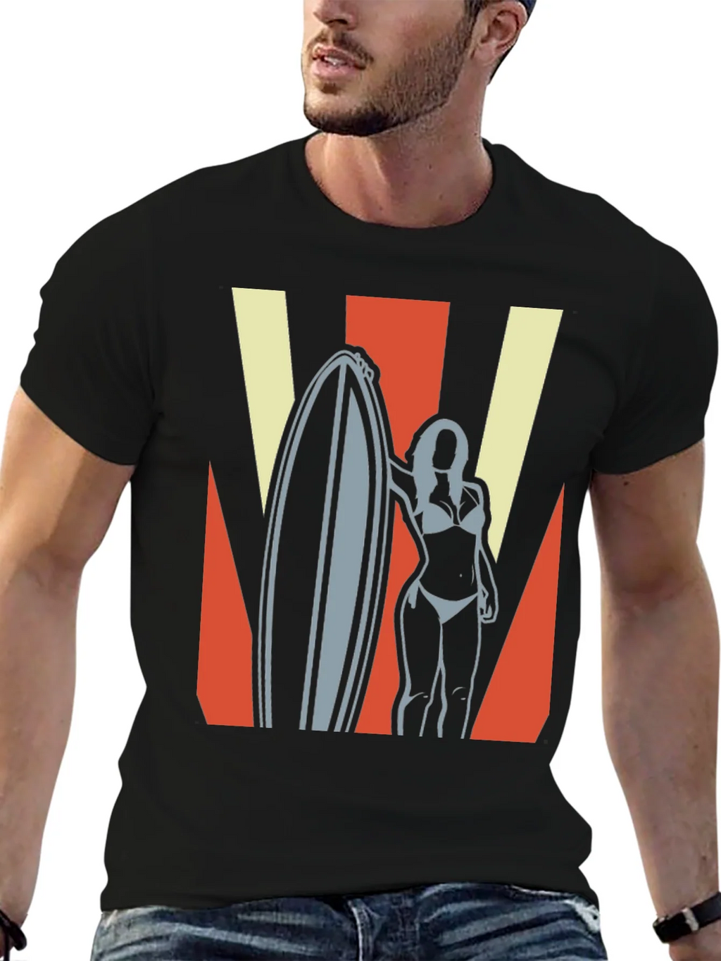 Retro Surfer Girl Graphic Tee - Black product image 2