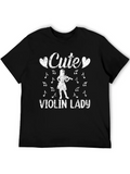 Cute Violin Lady T-Shirt - Black product image 1