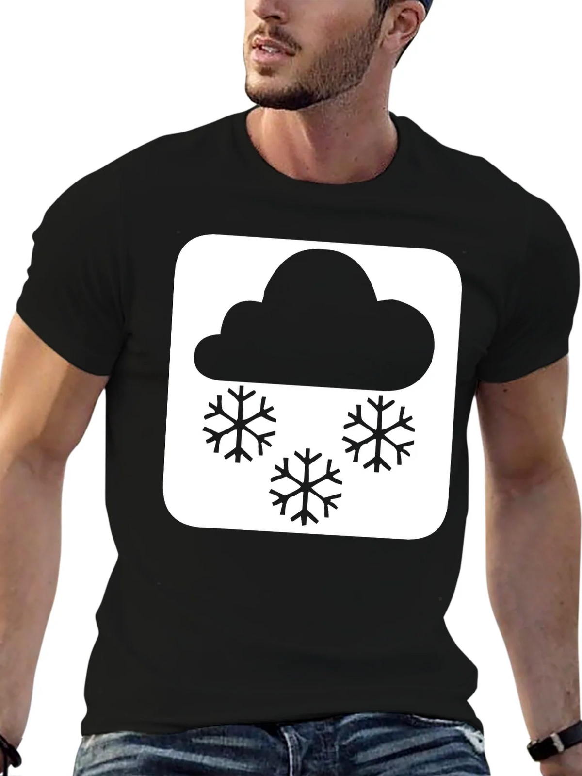 Snowy Weather T-Shirt - Black Cotton Tee product image 2