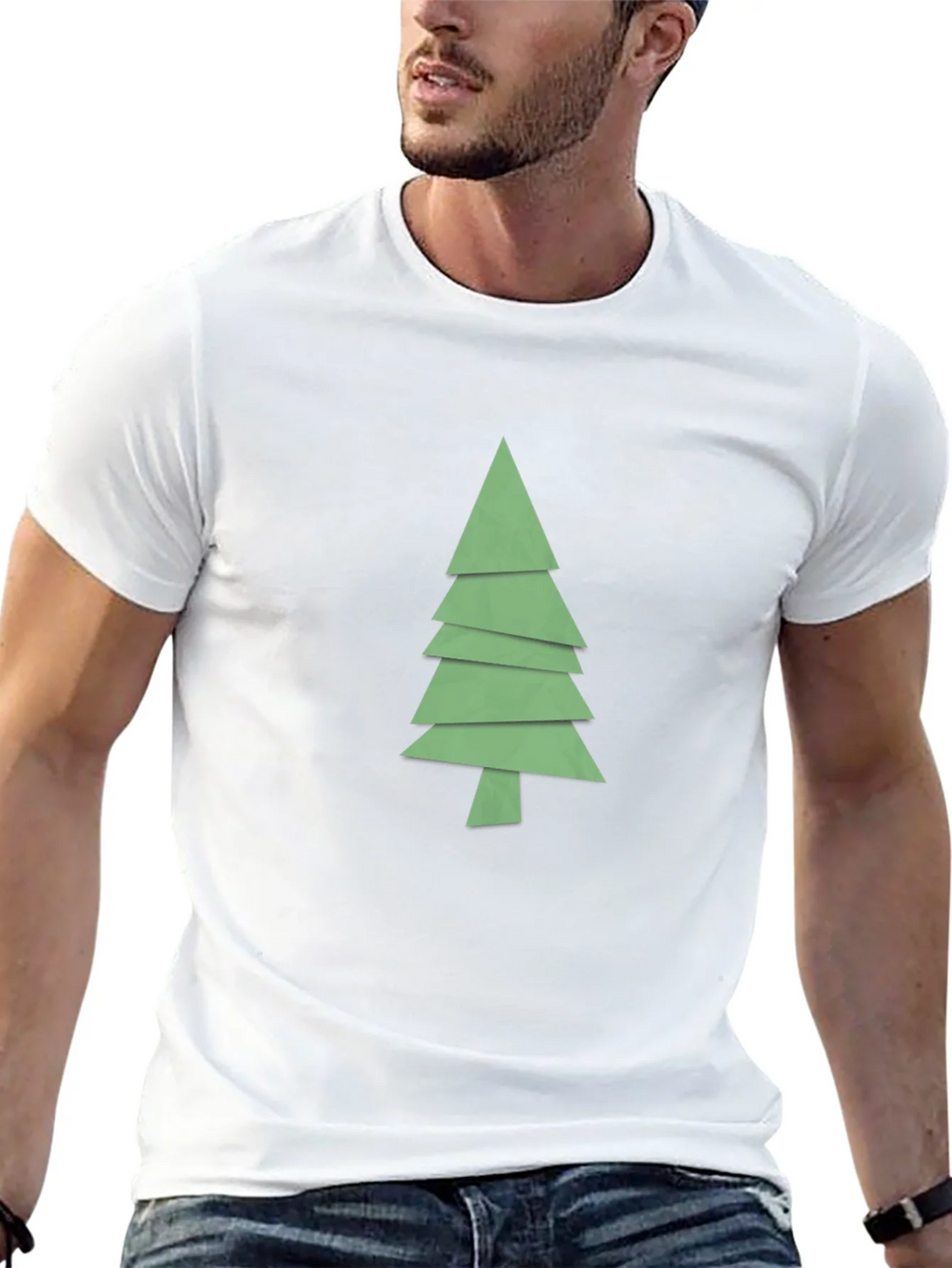 Geometric Christmas Tree Graphic Tee - Black product image 3