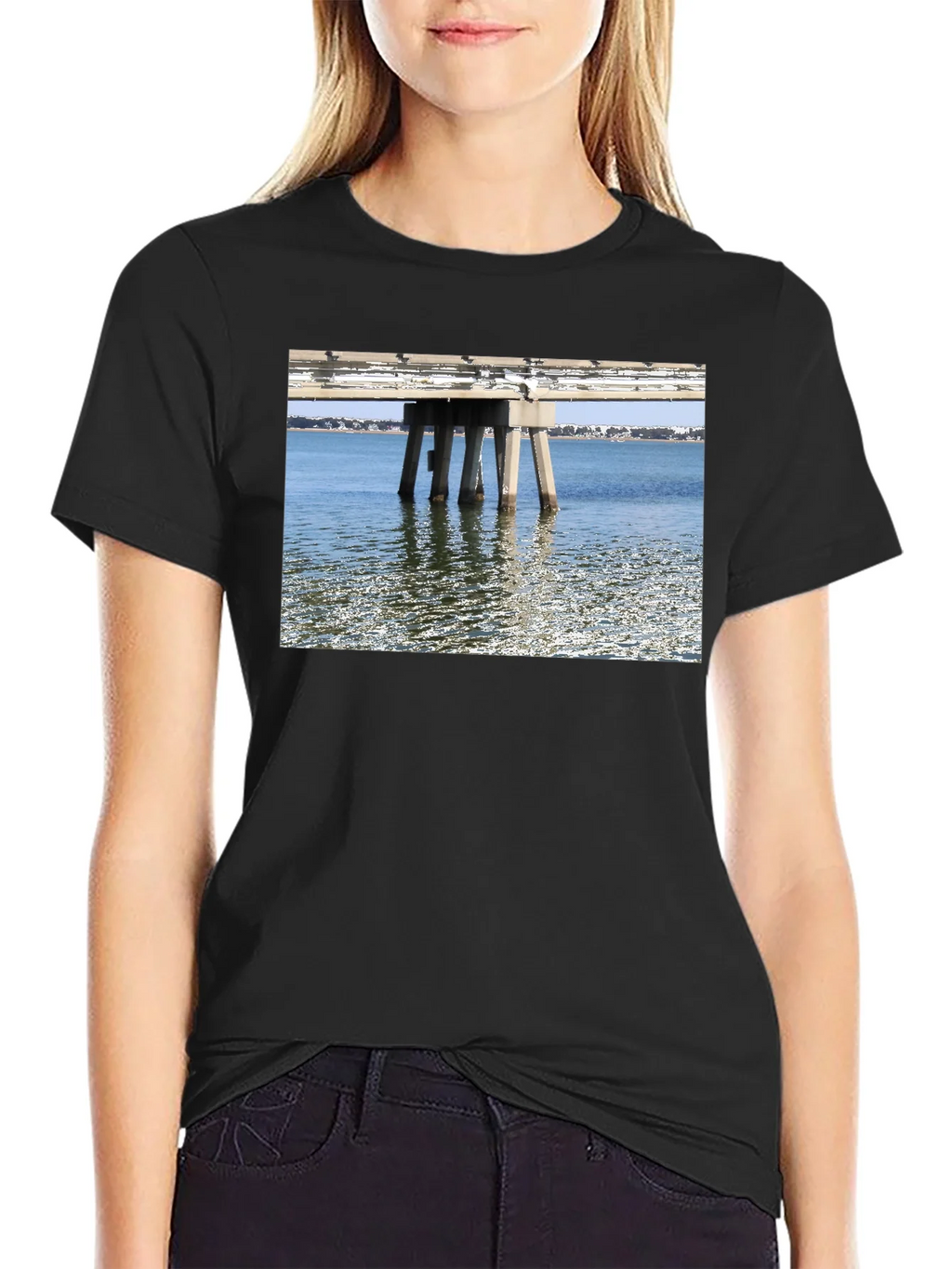 Bridge View Graphic Tee - Black Cotton Casual Wear product image 2