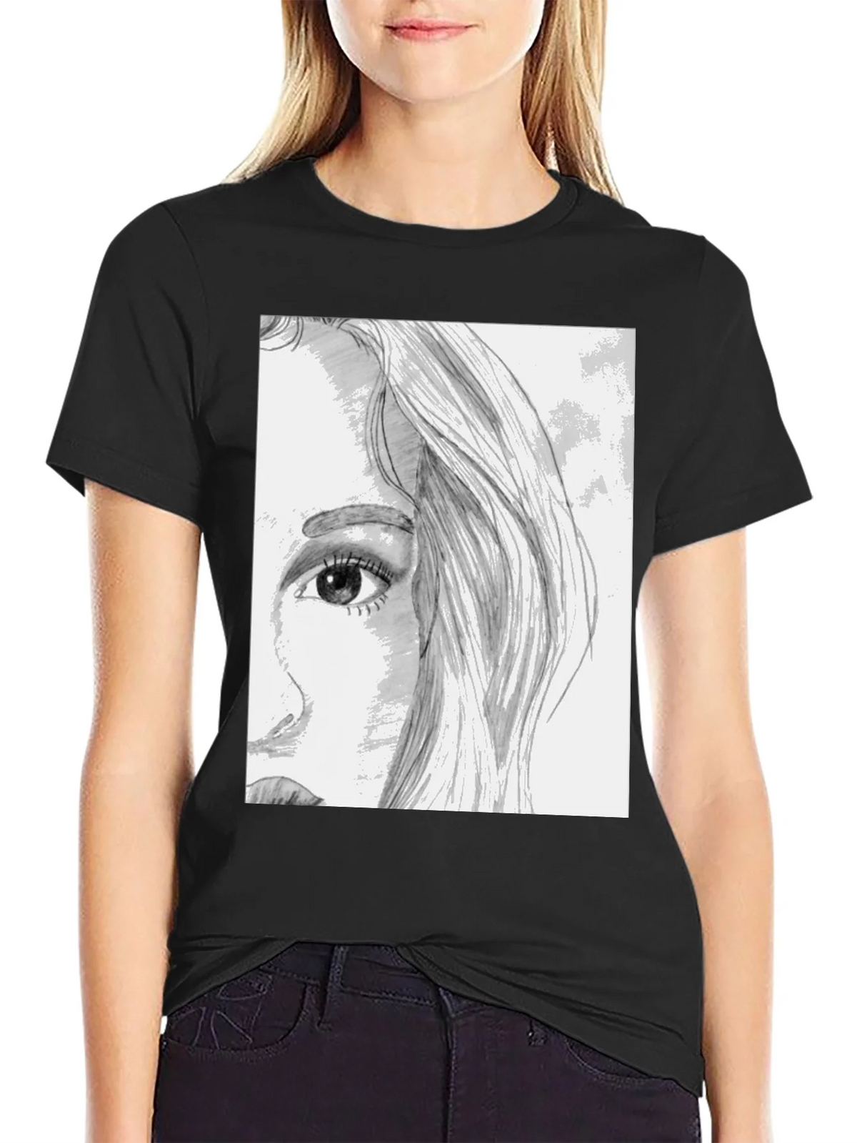 Artistic Portrait Graphic Tee - Unisex Black T-Shirt product image 2