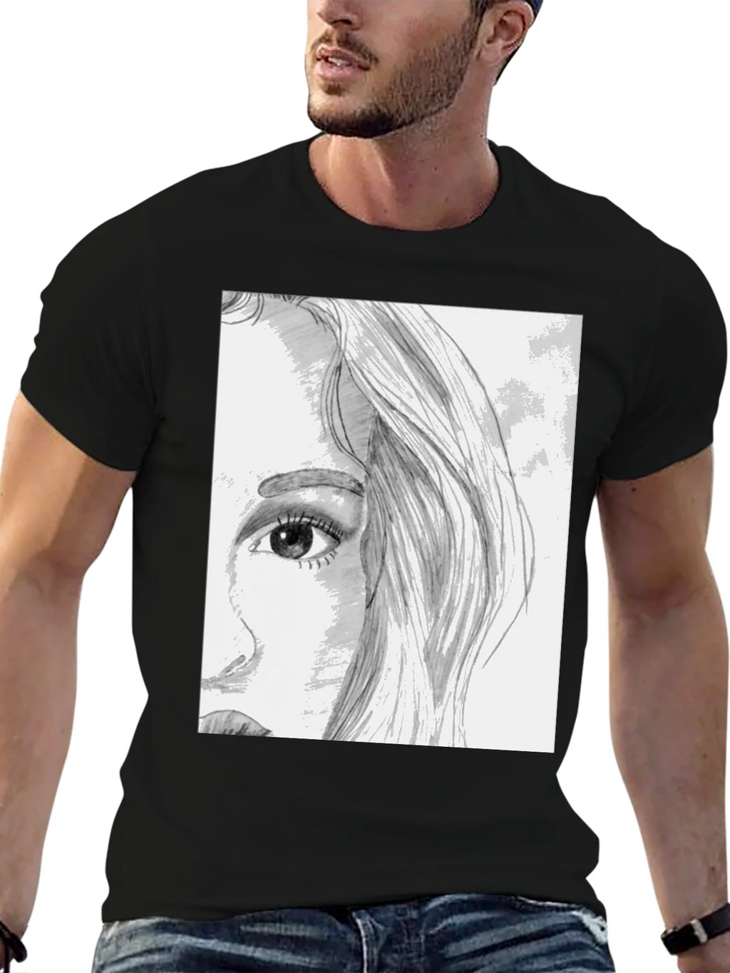 Artistic Portrait Graphic Tee - Unisex Black T-Shirt product image 6