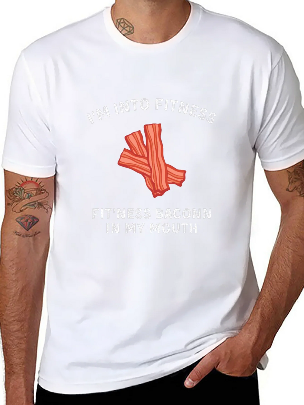 Funny Fitness Bacon Graphic T-Shirt product image 7