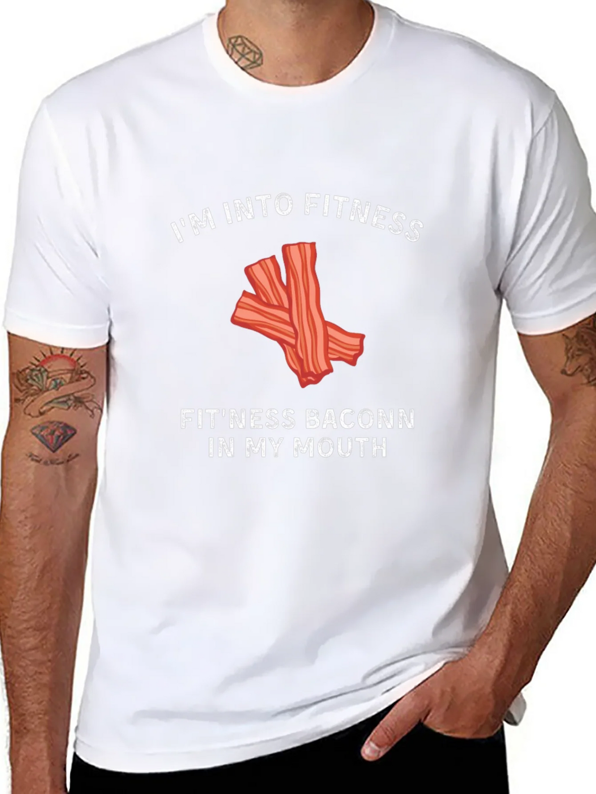 Funny Fitness Bacon Graphic T-Shirt product image 7