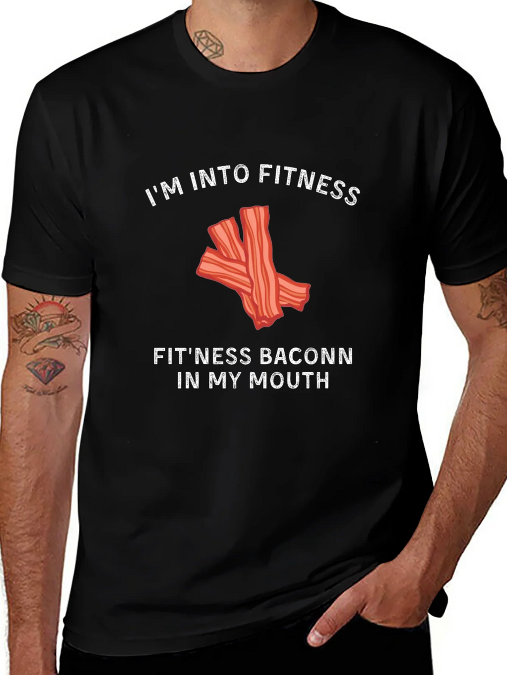 Funny Fitness Bacon Graphic T-Shirt product image 1