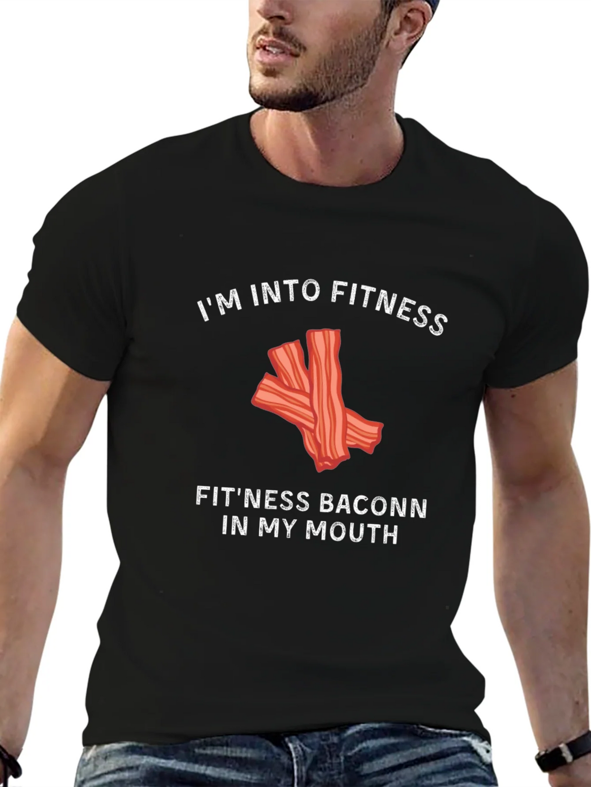 Funny Fitness Bacon Graphic T-Shirt product image 6
