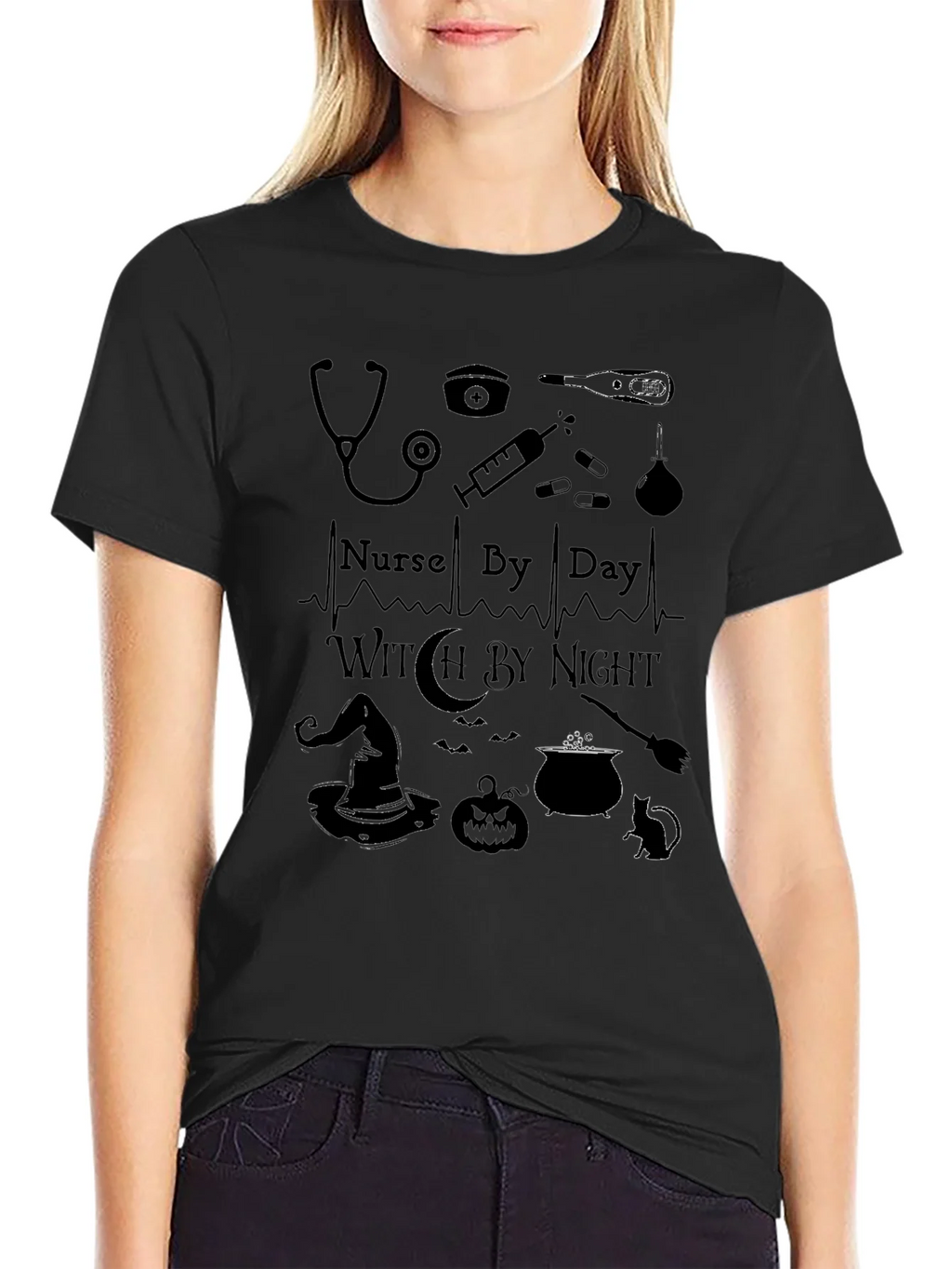 Nurse By Day Witch By Night Graphic T-Shirt product image 2
