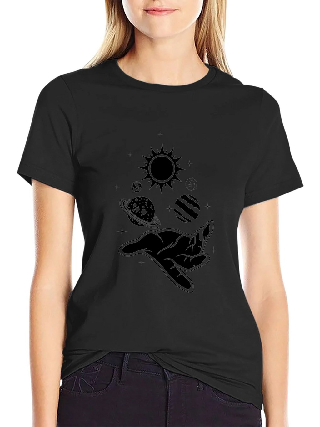 Cosmic Hand Graphic Tee - Black Cotton Comfort product image 1
