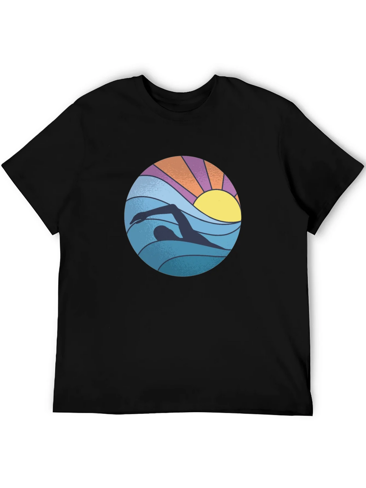 Retro Swimmer Graphic Tee - Black Cotton Blend product image 5