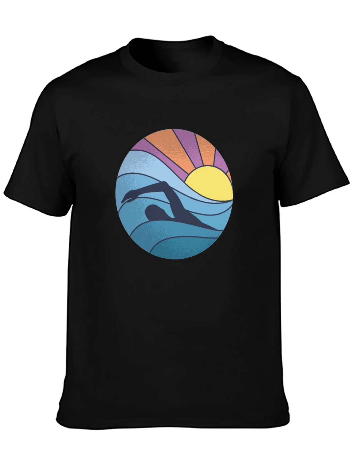 Retro Swimmer Graphic Tee - Black Cotton Blend product image 3