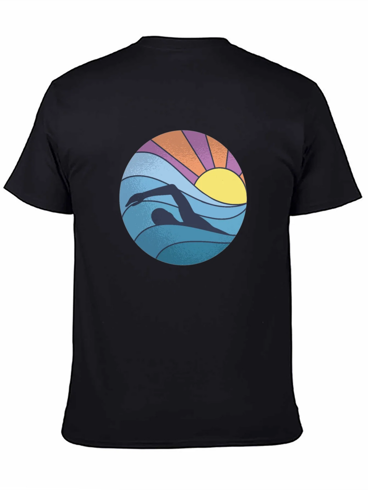 Retro Swimmer Graphic Tee - Black Cotton Blend product image 4