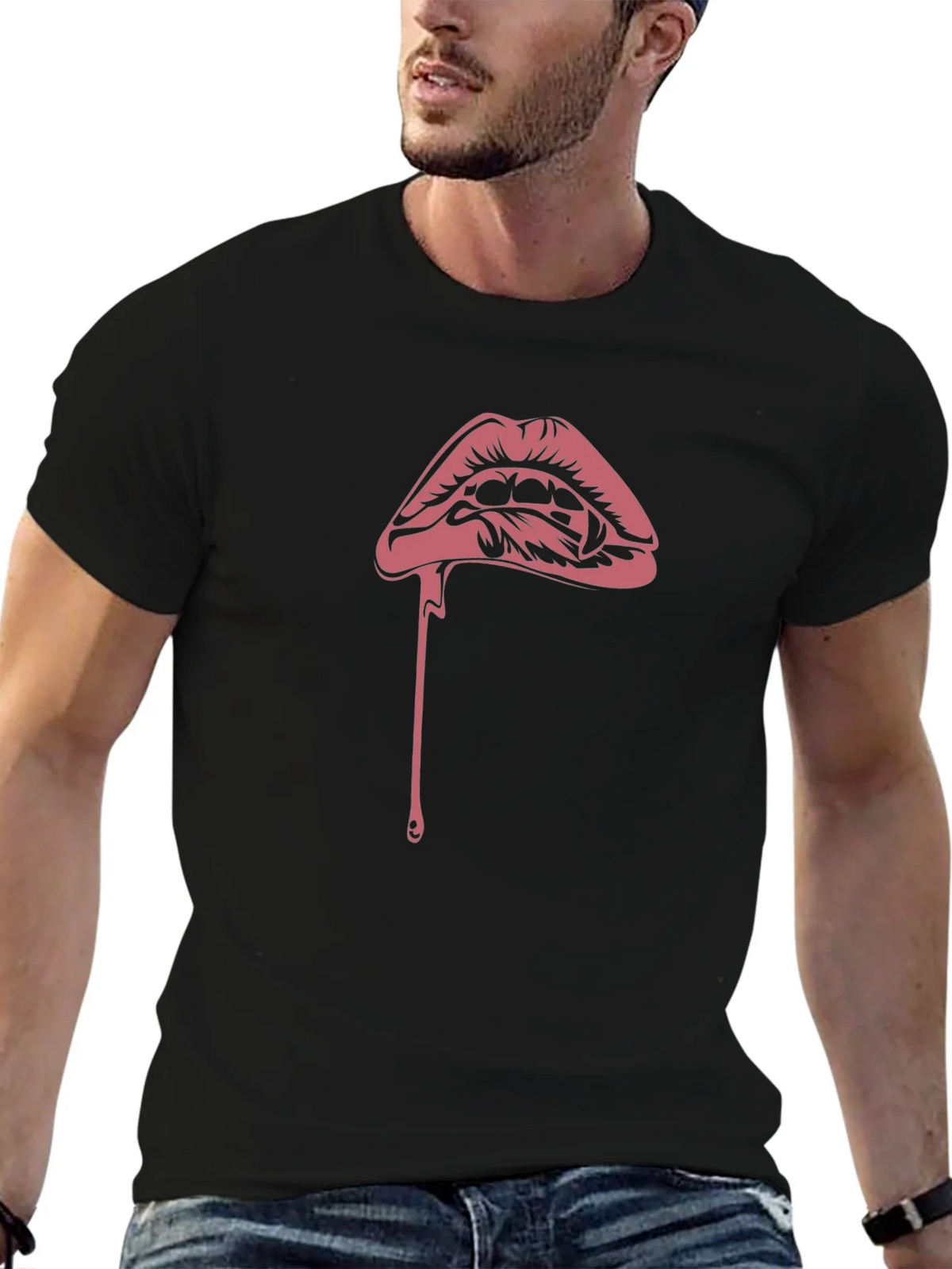 Vampire Kiss Graphic Tee - Black Cotton T-Shirt product image 4