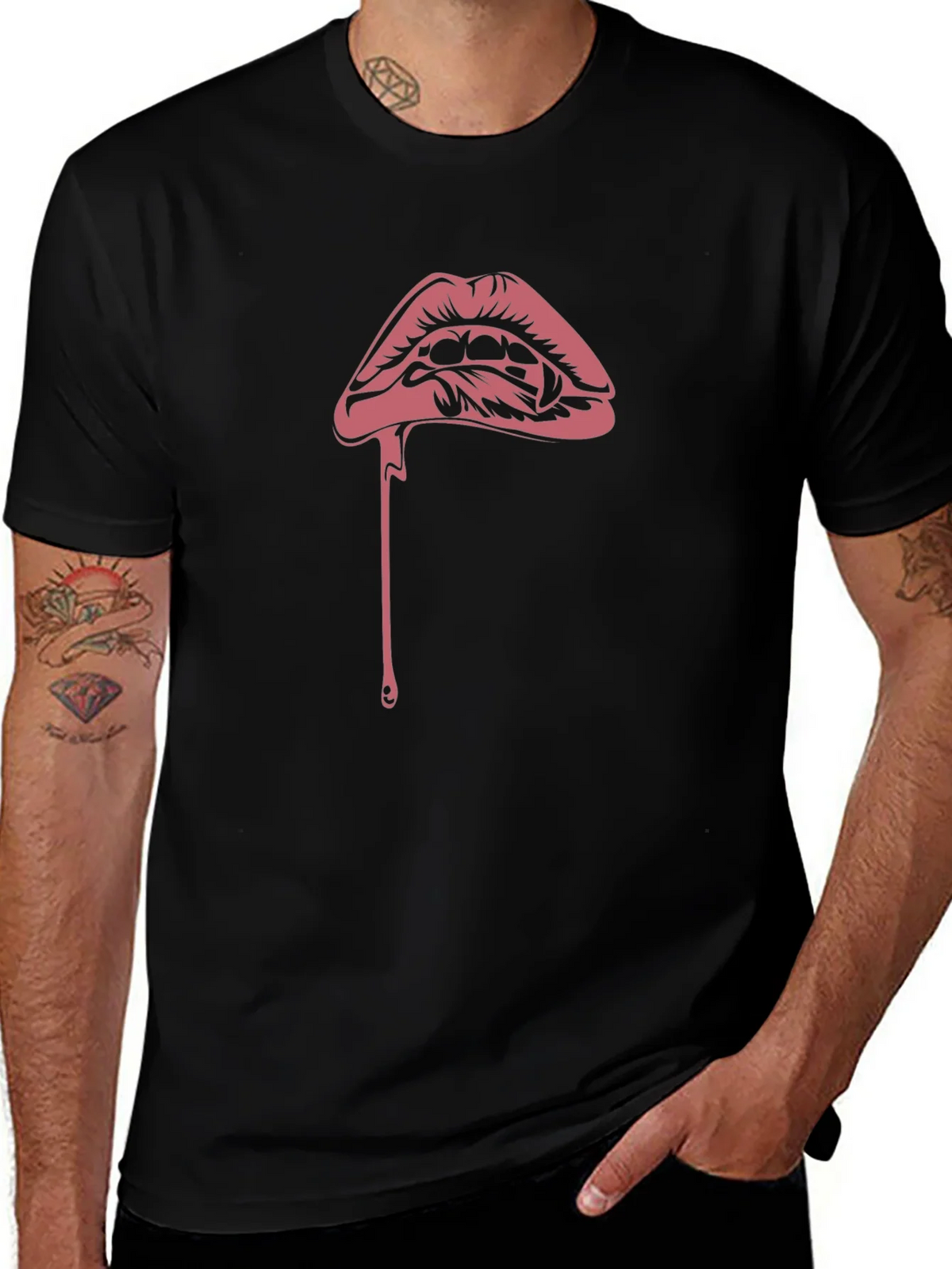 Vampire Kiss Graphic Tee - Black Cotton T-Shirt product image 1