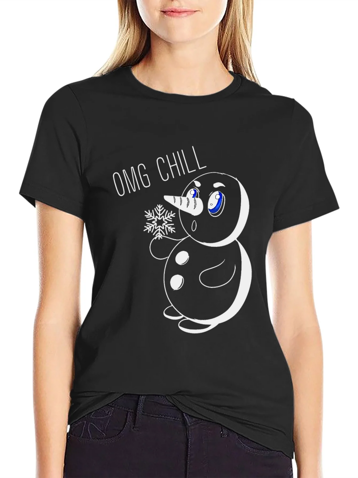 OMG Chill Snowman Graphic Tee - Black product image 2