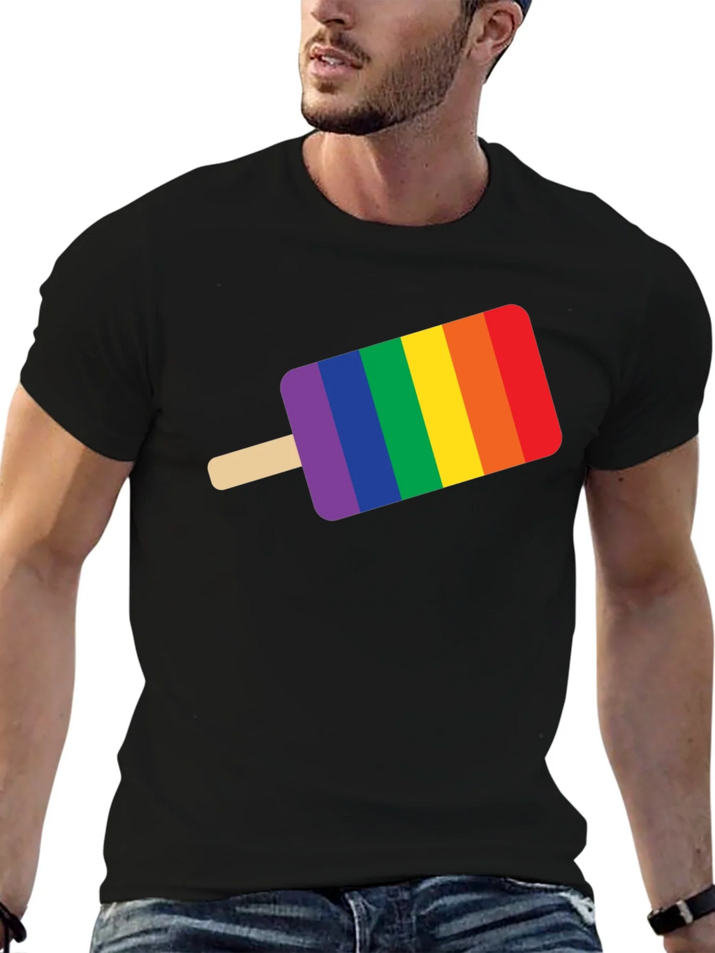 Pride Popsicle Graphic Tee - Black Cotton T-Shirt product image 2