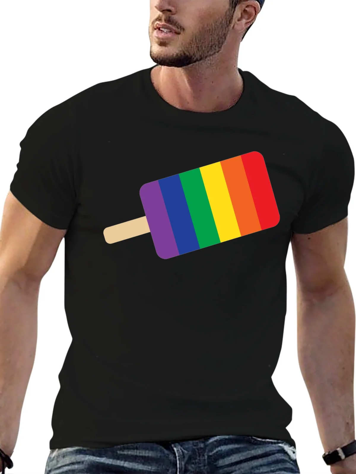 Pride Popsicle Graphic Tee - Black Cotton T-Shirt product image 2