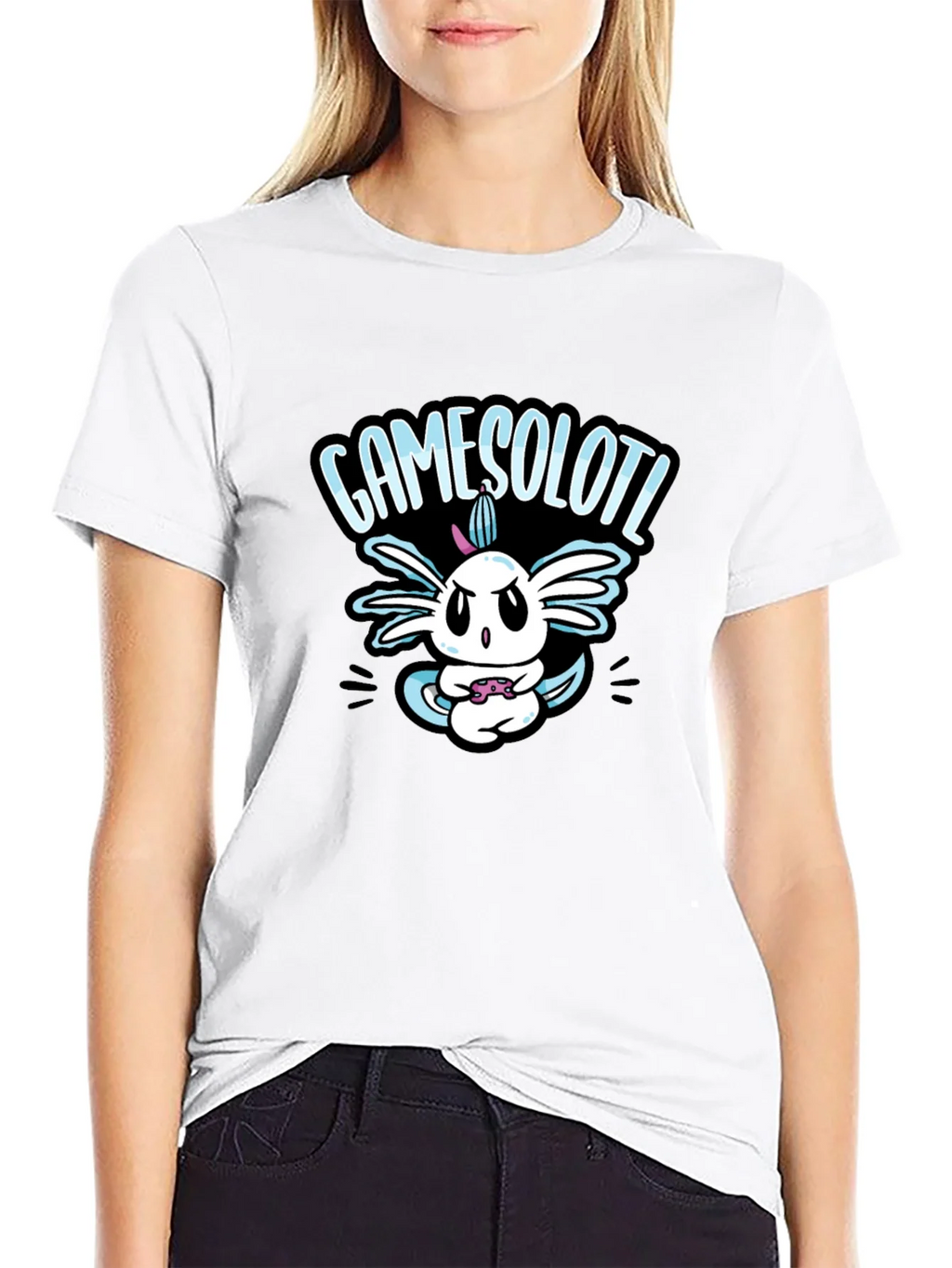 GAMESOLOTL Black Cotton Graphic T-Shirt product image 3