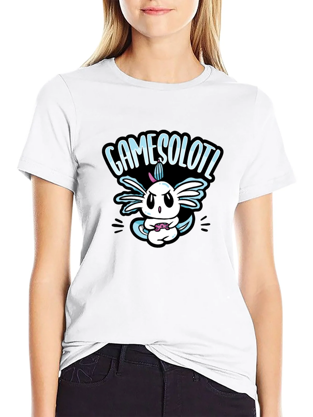 GAMESOLOTL Black Cotton Graphic T-Shirt product image 3