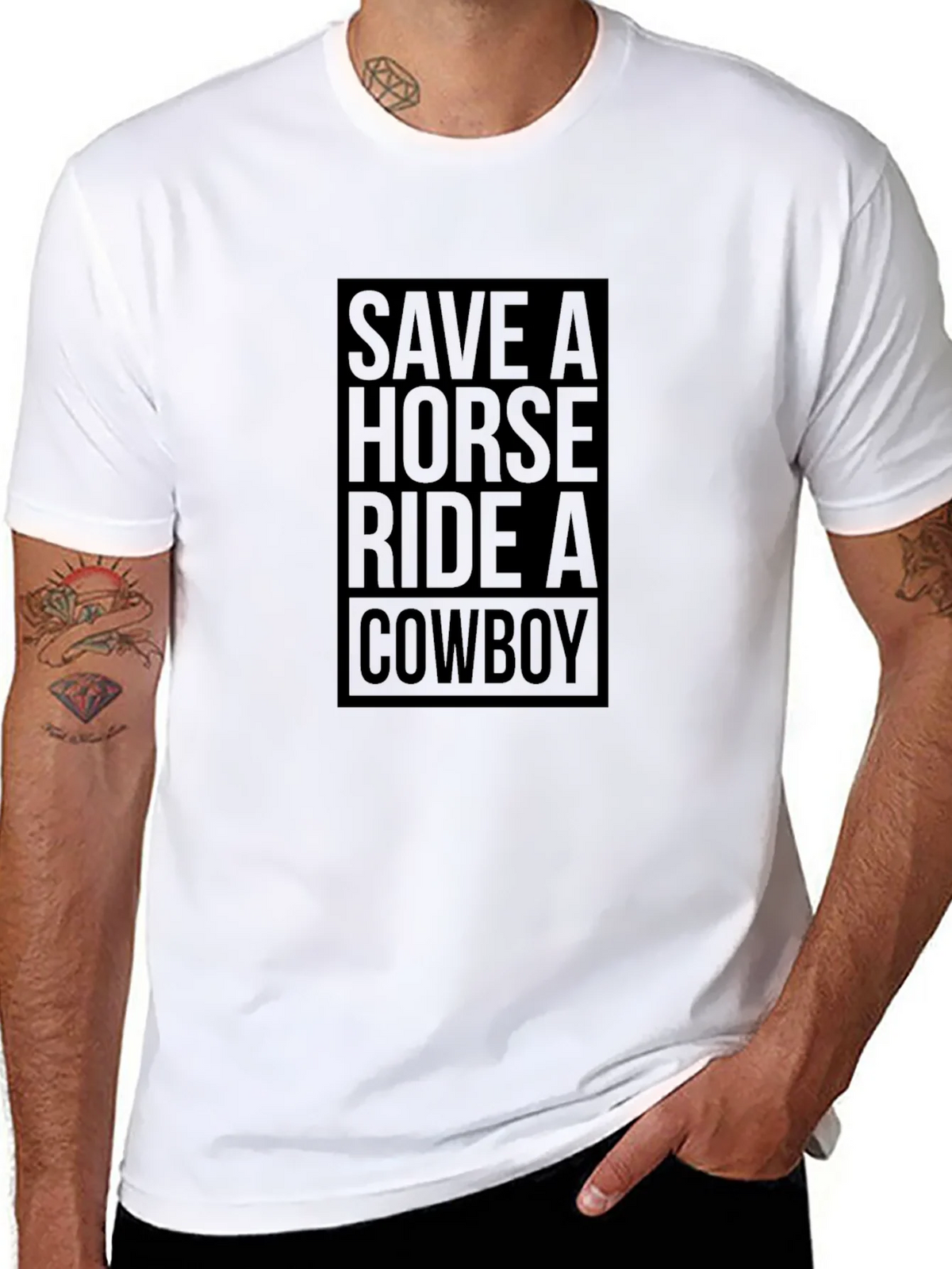 Save A Horse Ride A Cowboy Graphic Tee - Black product image 7