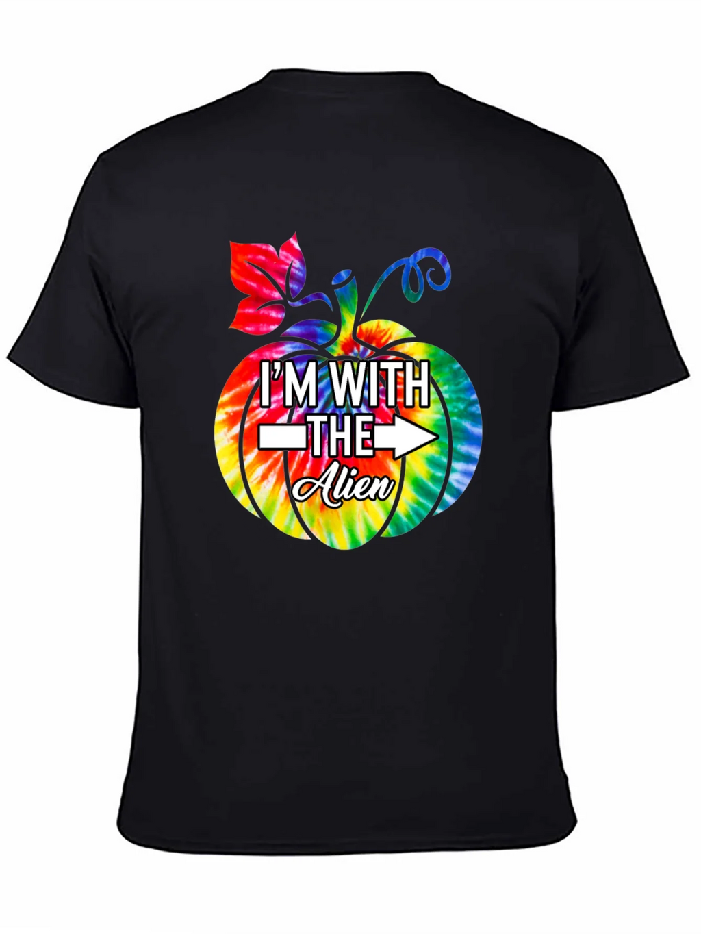 Im With The Alien Tie Dye Pumpkin Halloween T-Shirt product image 4