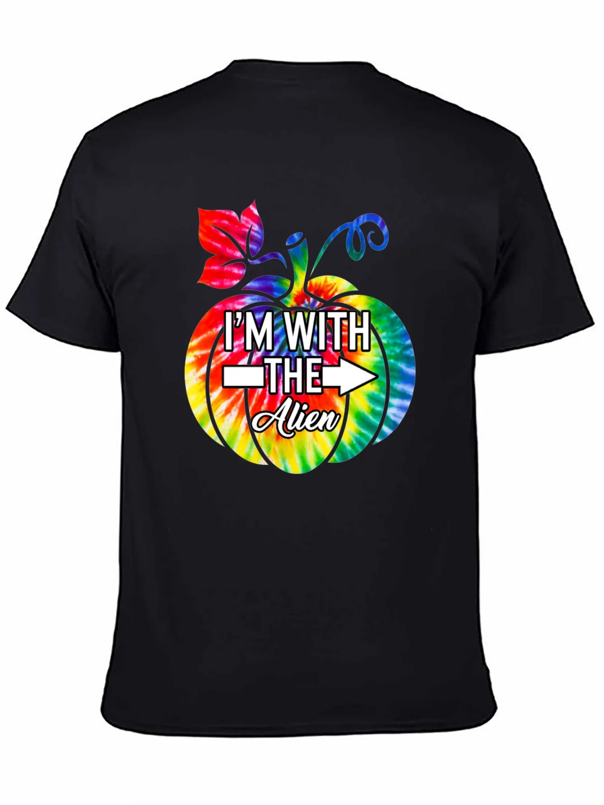 Im With The Alien Tie Dye Pumpkin Halloween T-Shirt product image 4