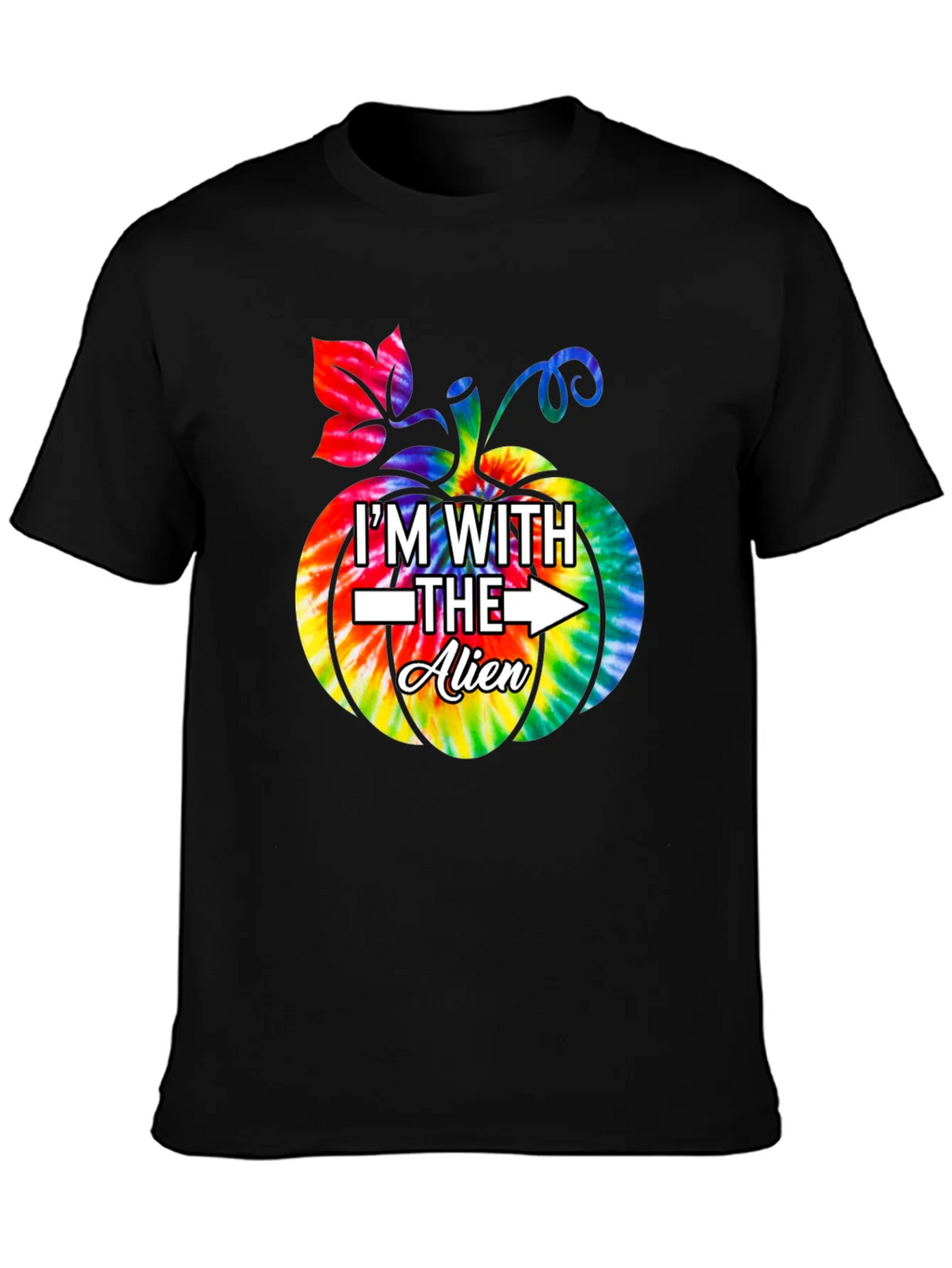 Im With The Alien Tie Dye Pumpkin Halloween T-Shirt product image 3