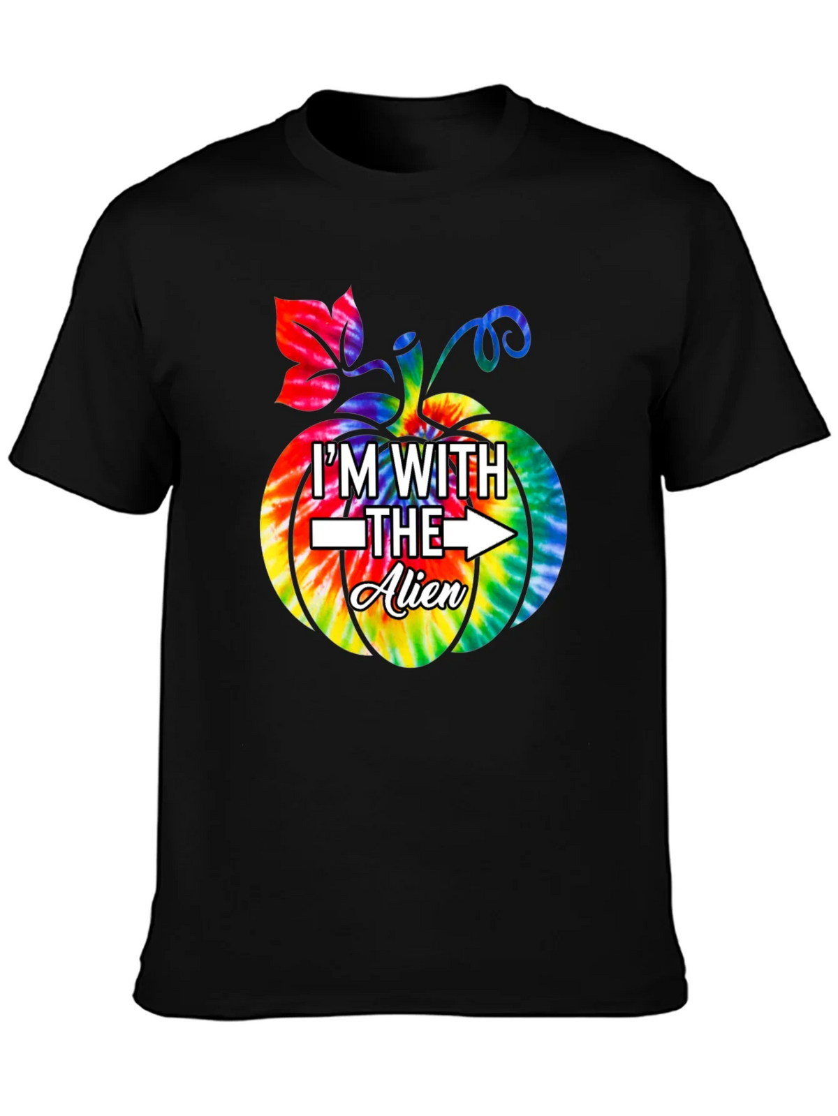Im With The Alien Tie Dye Pumpkin Halloween T-Shirt product image 3