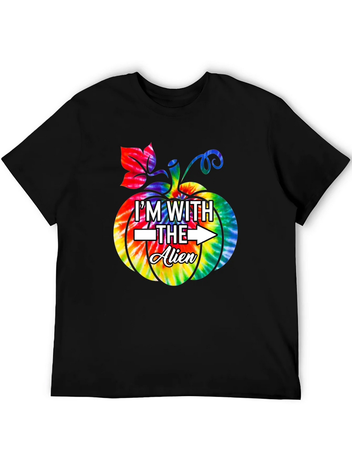Im With The Alien Tie Dye Pumpkin Halloween T-Shirt product image 5