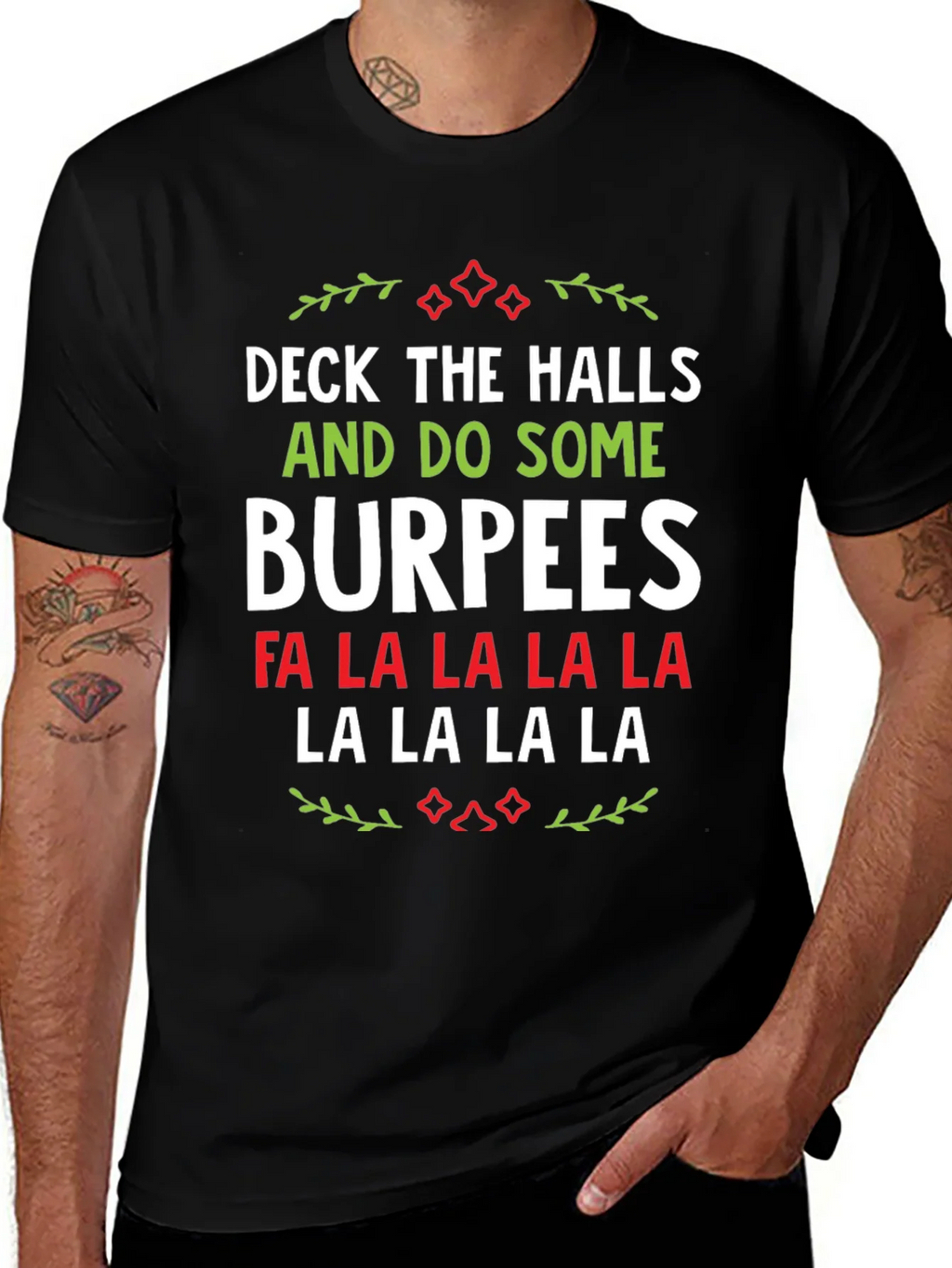 Deck The Halls Burpees Christmas T-Shirt product image 1