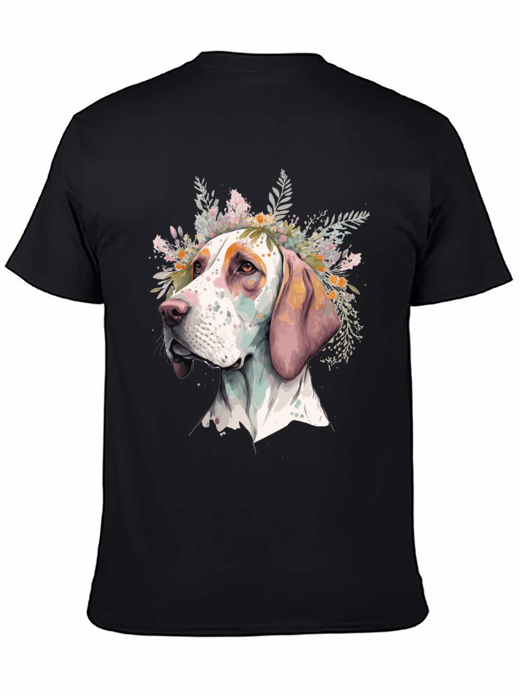 Dog with Flowers Graphic Tee - Unisex Black T-Shirt product image 4